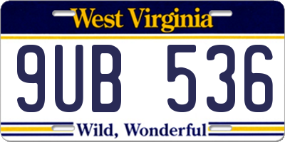 WV license plate 9UB536