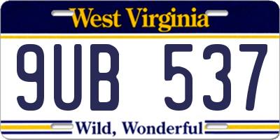 WV license plate 9UB537