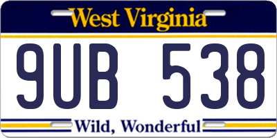 WV license plate 9UB538