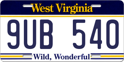 WV license plate 9UB540