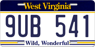 WV license plate 9UB541