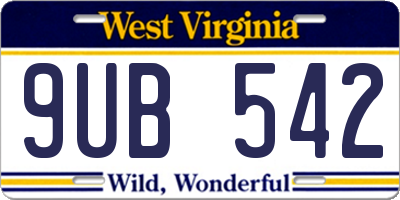 WV license plate 9UB542