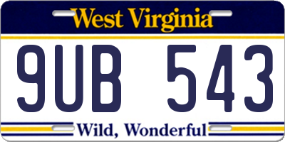 WV license plate 9UB543