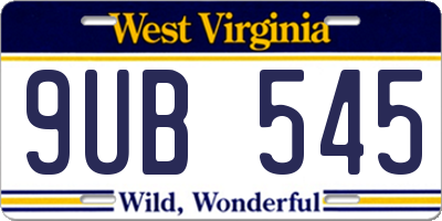 WV license plate 9UB545