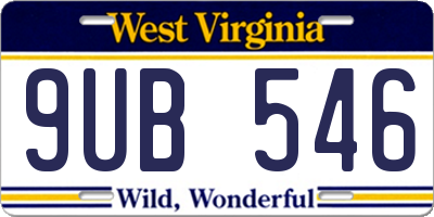 WV license plate 9UB546
