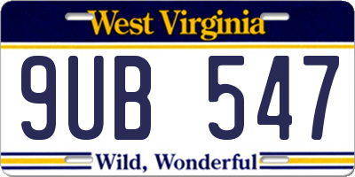 WV license plate 9UB547