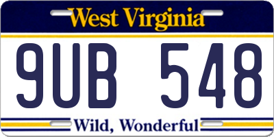 WV license plate 9UB548