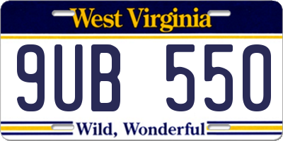 WV license plate 9UB550