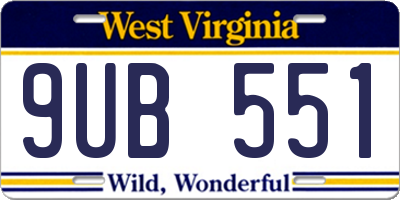 WV license plate 9UB551