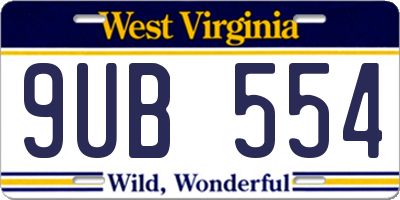 WV license plate 9UB554
