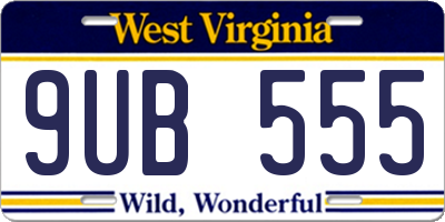 WV license plate 9UB555