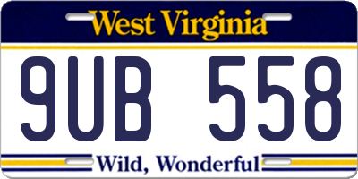 WV license plate 9UB558