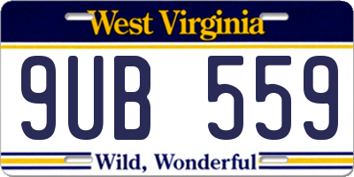 WV license plate 9UB559