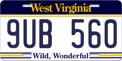 WV license plate 9UB560