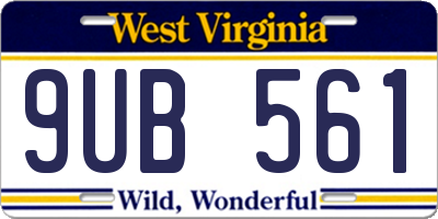 WV license plate 9UB561