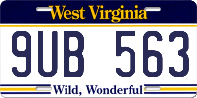 WV license plate 9UB563
