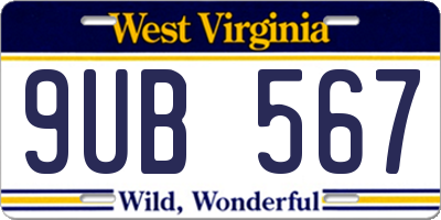 WV license plate 9UB567