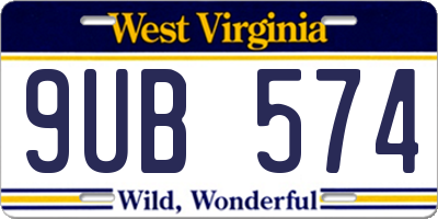 WV license plate 9UB574