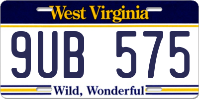 WV license plate 9UB575