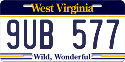 WV license plate 9UB577