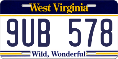 WV license plate 9UB578