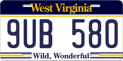 WV license plate 9UB580
