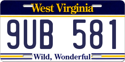 WV license plate 9UB581