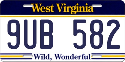 WV license plate 9UB582