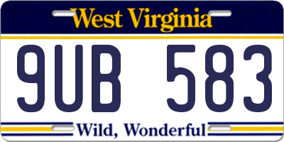 WV license plate 9UB583