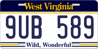 WV license plate 9UB589
