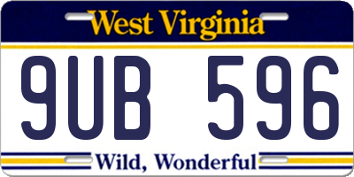 WV license plate 9UB596