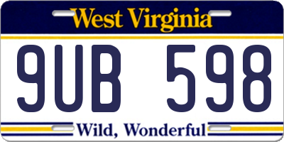 WV license plate 9UB598