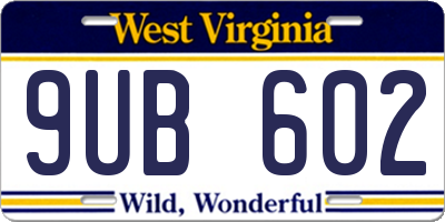 WV license plate 9UB602