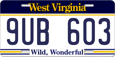WV license plate 9UB603