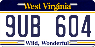 WV license plate 9UB604