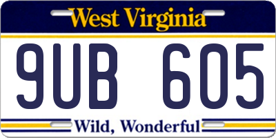 WV license plate 9UB605