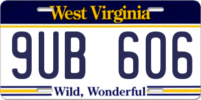 WV license plate 9UB606
