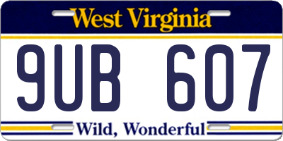 WV license plate 9UB607