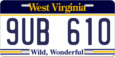 WV license plate 9UB610
