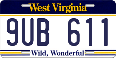 WV license plate 9UB611