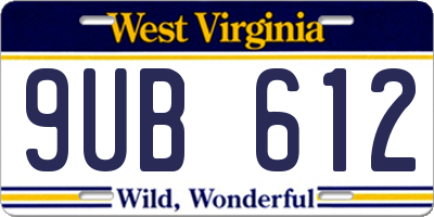 WV license plate 9UB612