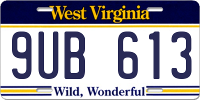 WV license plate 9UB613