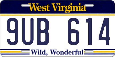 WV license plate 9UB614
