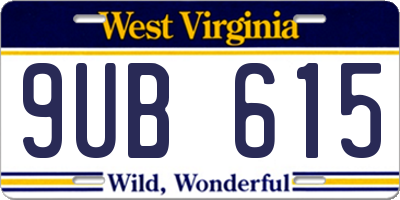 WV license plate 9UB615