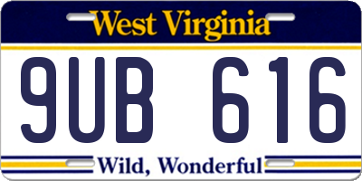 WV license plate 9UB616