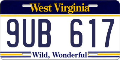 WV license plate 9UB617