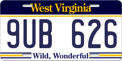 WV license plate 9UB626