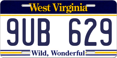 WV license plate 9UB629