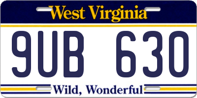 WV license plate 9UB630