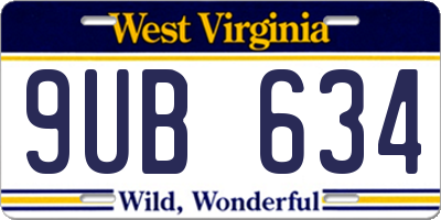 WV license plate 9UB634